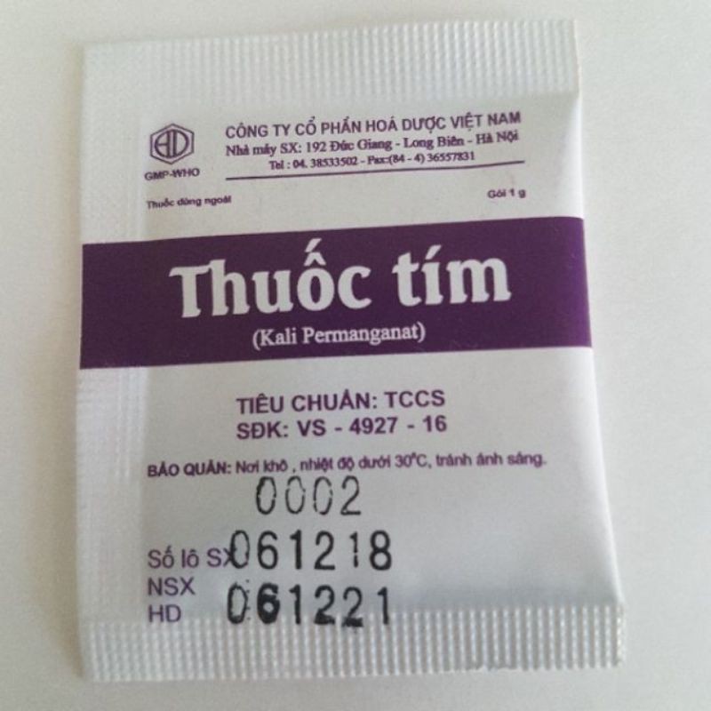 Thuốc tím sát trùng gói 1g hàng cty chính hãng