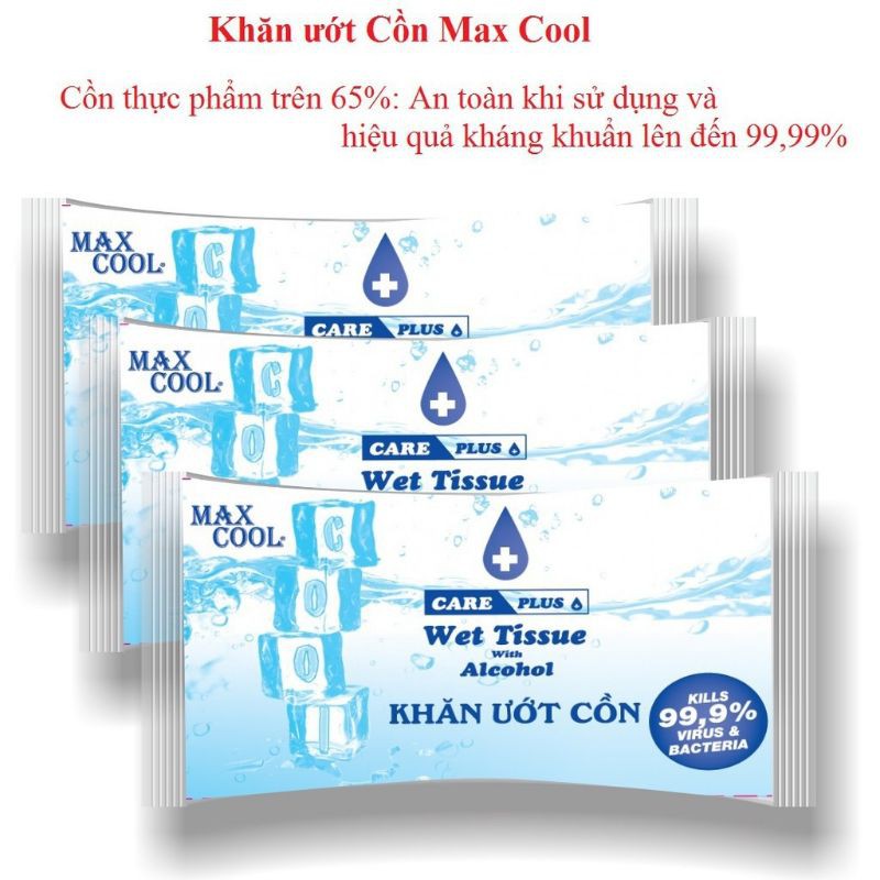 KHĂN ƯỚT CỒN MAX COOL KHỔ LỚN 24X20CM
