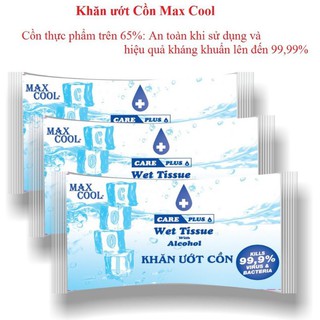 Khăn ướt cồn max cool khổ lớn 24x20cm