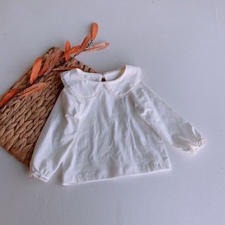 Áo dài tay cổ sen cho bé, áo chất liệu cotton dư hãng cho bé