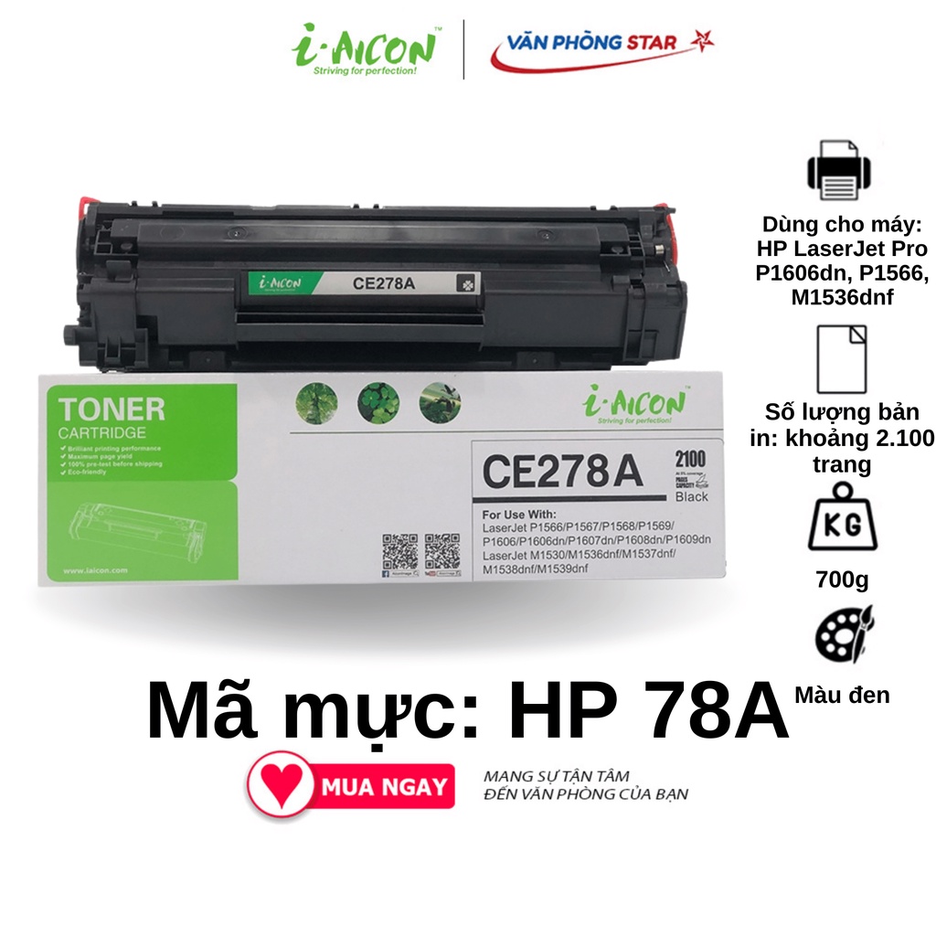 Hộp mực 78a Dùng cho máy: HP LaserJet Pro P1606dn, P1566, M1536dnf