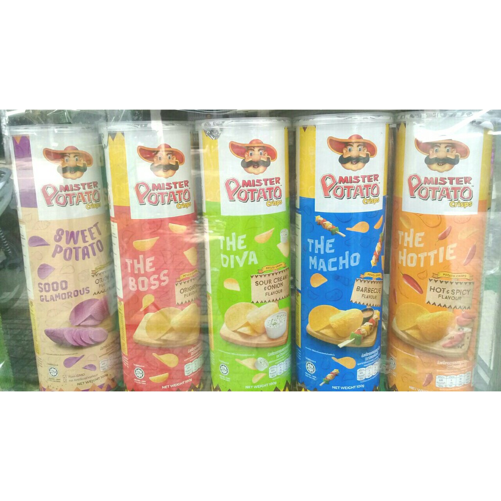Khoai tây lát  mister potato 100gr 1 lon 5 vị ,date :2.2024