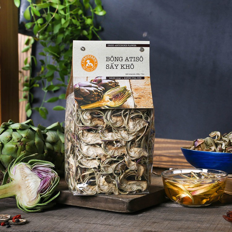 Bông atiso sấy khô, 225g, langfarm đà lạt