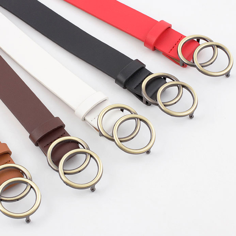 Ladies Round Buckle Belts Casual Belts Jeans Belts Dress Belts Double-loop Round Buckle Belts JP6