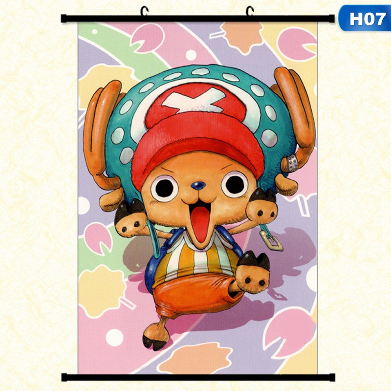 flowersqueen Tranh cuộn treo tường trang trí hình nhân vật hoạt hình trong One Piece