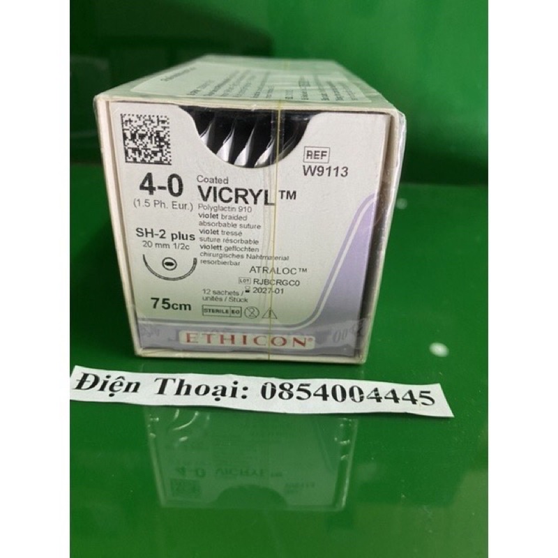 Chỉ phẫu thuật vicryl 4/0 w9113 (hộp 12 sợi, giá 1 sợi)