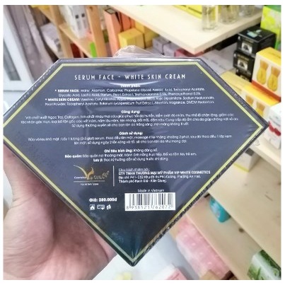 Bộ Kem Dưỡng Trắng Da Mặt Face White skin cream Vip White kèm serum dưỡng trắng da mặt Vip White