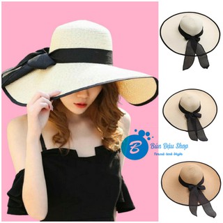 Nón Cói Vành Rộng Viền Đen Nơ Vải