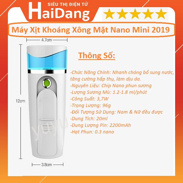 {Hot New} Máy Xịt Khoáng Xông Mặt Nano Mini Đo Độ Ẩm Da 2019