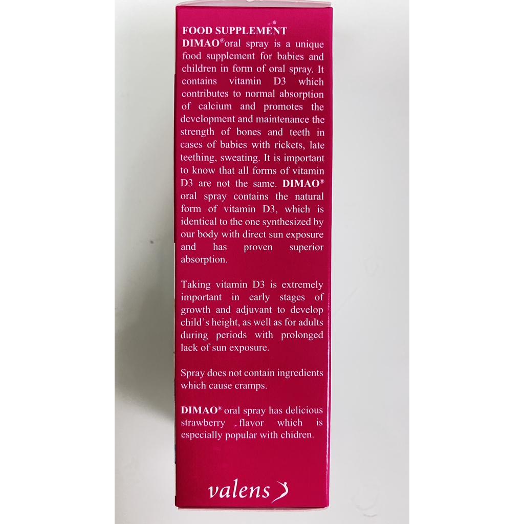 Dimao - Vitamin D3 400UI dạng xịt - Tăng Cường Hấp Thu Canxi, Hàng Nhập Khẩu Châu Âu (Chai 25ml )