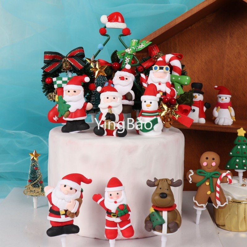 Que Cắm Trang Trí Bánh Kem Hình Giáng Sinh / Ông Già Noel / Tuần Lộc / Người Tuyết