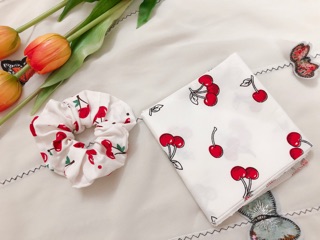 Set Khăn banada + Srunches (Có bán lẻ) mẫu Cherry