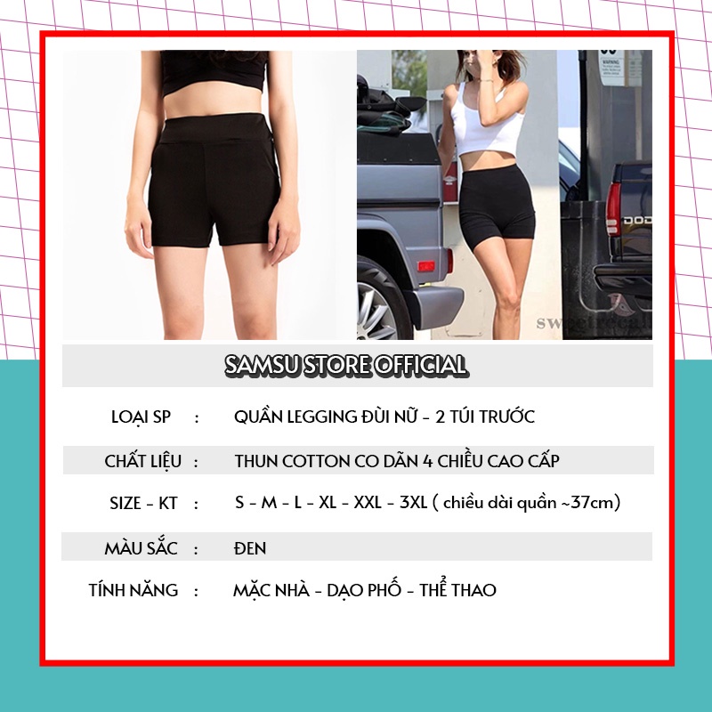 Quần legging nữ bigsize 100kg đùi ngố cao cấp dày dặn cạp cao đen nâng mông túi trước BSM331