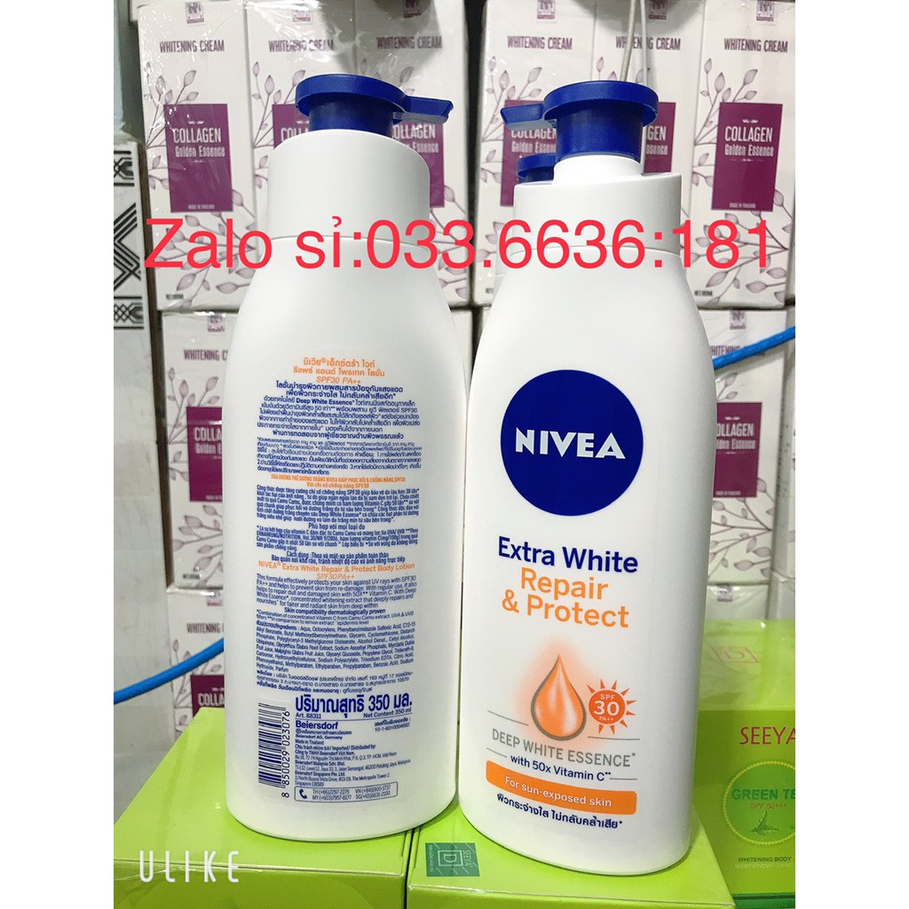 [chuẩn hàng cty 100%] sữa dưỡng thế NIVEA Extra White Repair &amp; Protect chống nắng SPF 30+ xuất xứ từ Thái Lan 350ml