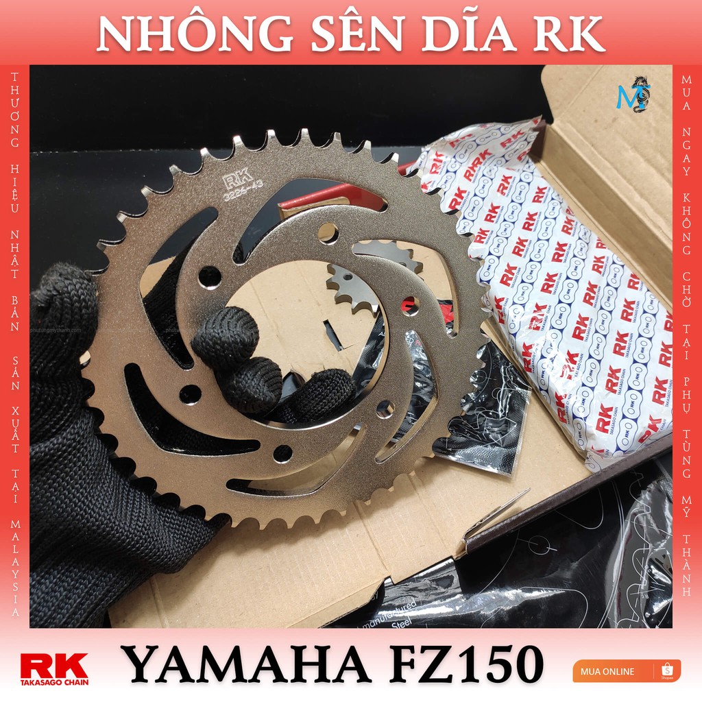 Nhông sên dĩa RK xe  Yamaha Fz150 thương hiệu Nhật Bản