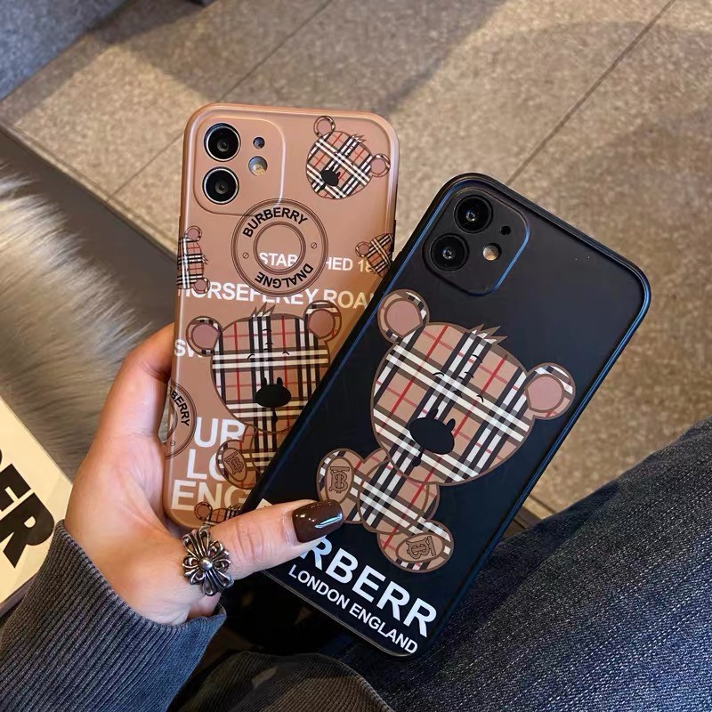 Ốp điện thoại iphone BBR Gấu Kẻ Nền Đen,Nâu cho iphone 12 pro max/12pro/11 pro max/11/Xs Max