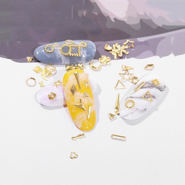 Set Túi phụ kiện, charm, đá thạch anh cao cấp đính móng tay