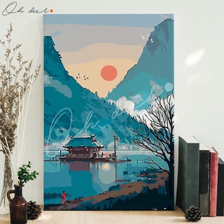 Tranh tô màu theo số | 40*50 | CÓ KHUNG | Phong cảnh núi đồi