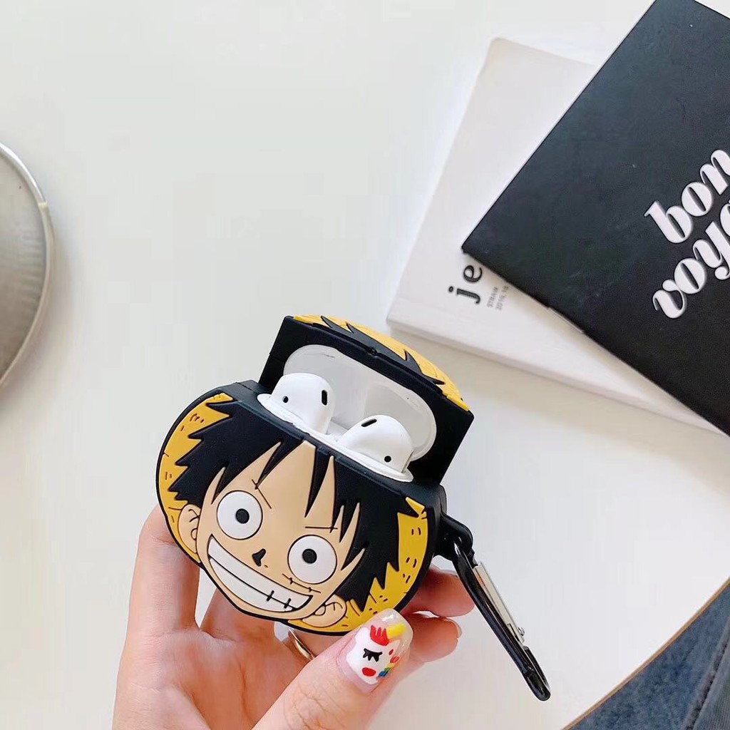 Vỏ bọc silicone bảo vệ hộp đựng tai nghe AirPods 1 2 hình nhân vật Luffy One Piece dễ thương