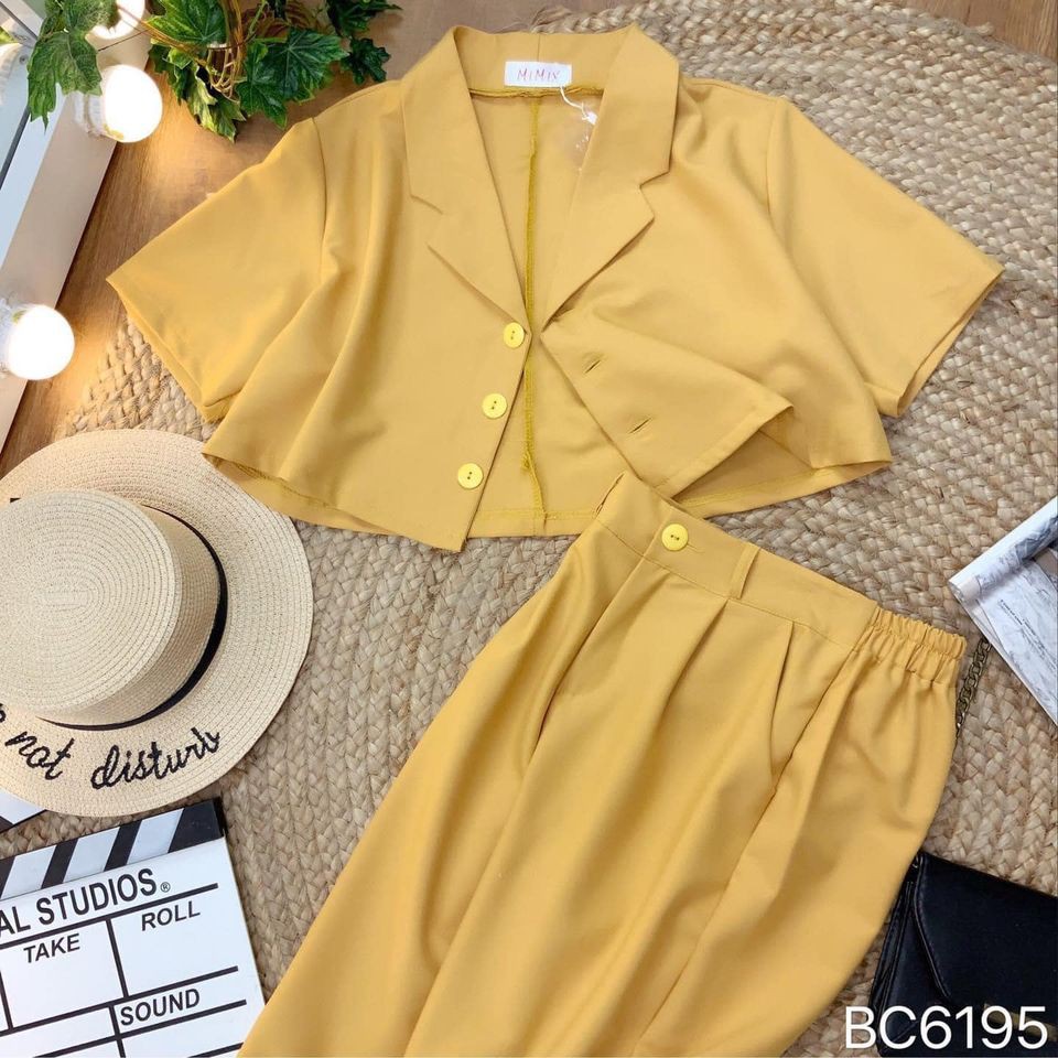{VIDEO+ ẢNH THẬT} Vest nữ bộ vest 2 chi tiết, áo vest crotop tay ngắn quần dài, vest công sở,XUONGMAYHANOI.2