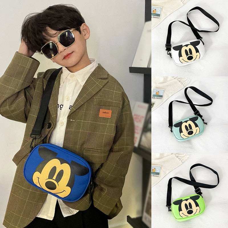 Túi Đeo Chéo Vải Canvas Mini Hình Chuột Mickey Dễ Thương Cho Bé