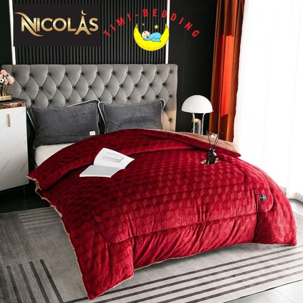 Chăn lông cừu pháp NICOLAS mẫu mới 2022 chính hãng, nhập khẩu kích thước 200 x 230 cm, nặng 4,5kg - Timibedding