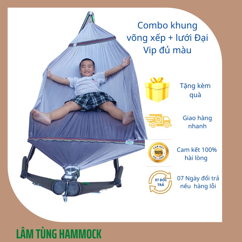 [Nhập Mã TRUCCN30 giảm 30k] Combo Khung sơn tĩnh điện  màu đen ống  32 + Lưới võng đại vip xuất khẩu cán thép 60cm