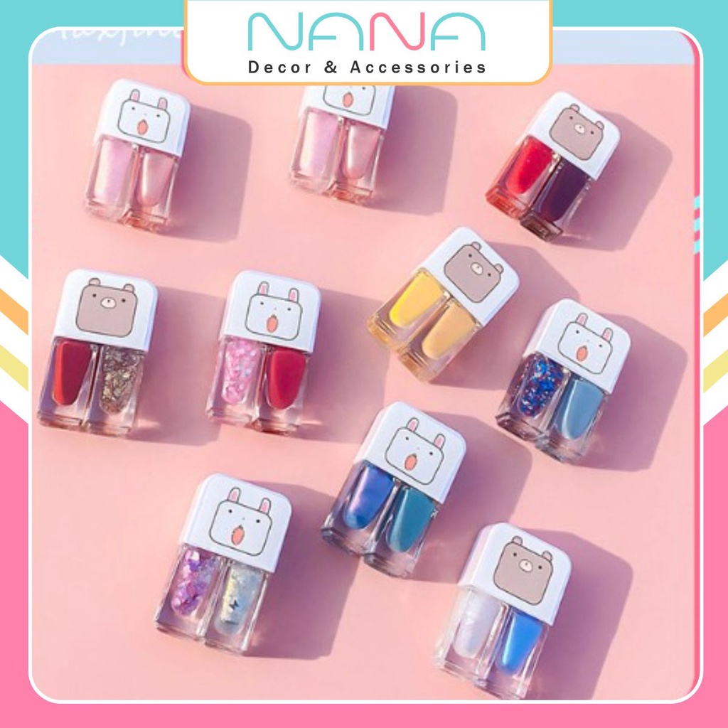 Set 2 Chai Sơn Móng Tay 🍭SỈ TỪ 5 SET🍭Sơn Móng Tay 2 Trong 1 Maxfine Siêu Xinh Date Mới 2021