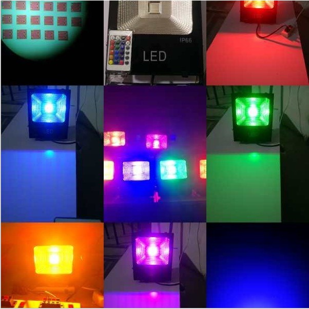 Đèn pha led đổi màu RGB 30w 50w có điều khiển - Đèn led RGB chiếu sáng - Đèn pha chống nước sử dụng ngoài trời