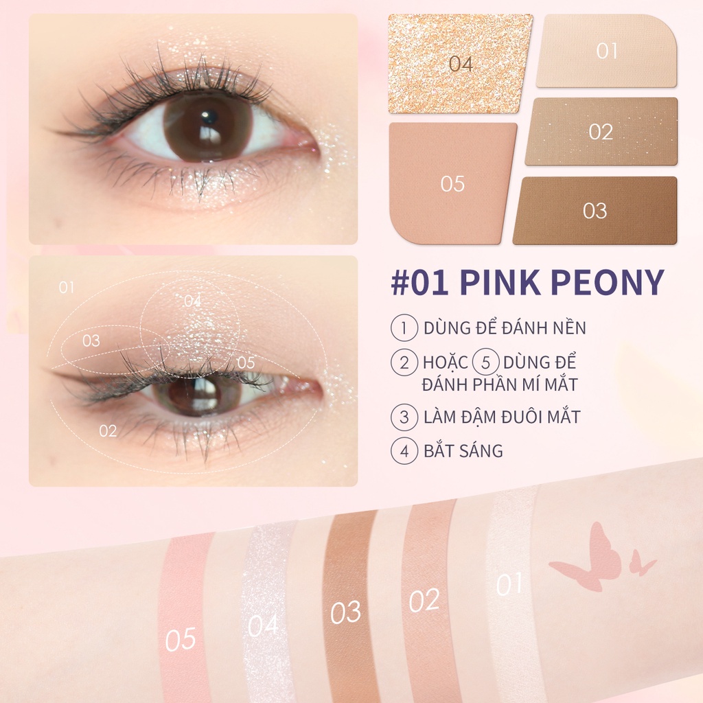 Bảng Phấn Mắt FOCALLURE 5 Màu Tông Nhũ Và Lì Chống Mồ Hôi