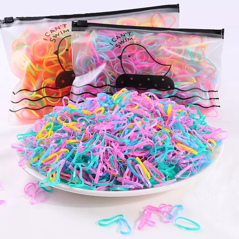 Set 1000 dây thun buộc tóc co giãn nhiều màu phong cách Hàn đáng yêu dành cho nữ