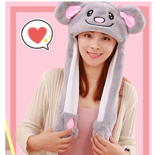 (HOT/ Số lượng có hạn) Mũ mèo xám tai nhảy theo nhạc (phiên bản biến tấu từ thỏ Nayeon) không kém phần dễ thương