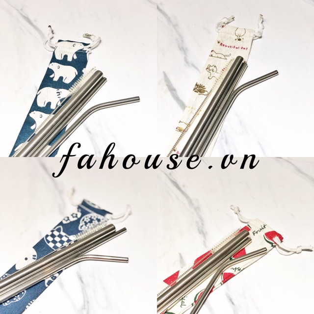 HCM- Túi vải đựng ống hút inox nhiều mẫu cute | BigBuy360 - bigbuy360.vn