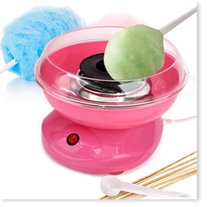 [ Miễn Phí Vận Chuyển ] Máy làm kẹo bông gòn mini Cotton candy maker + Tặng 1 muỗng + 10 que quấn kem