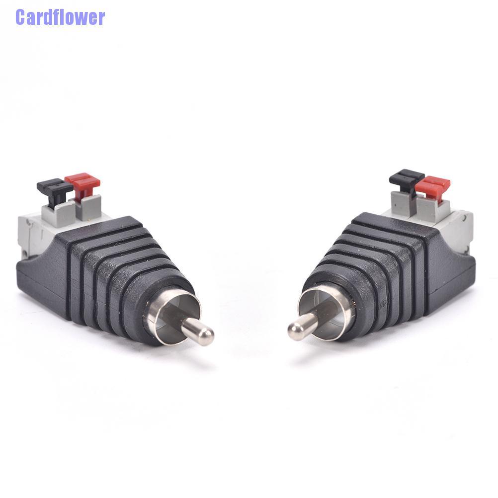 Cardflower  New 2PCS Speaker Wire A/V Cable to Audio Male RCA Connector Adapter Jack Press Plug