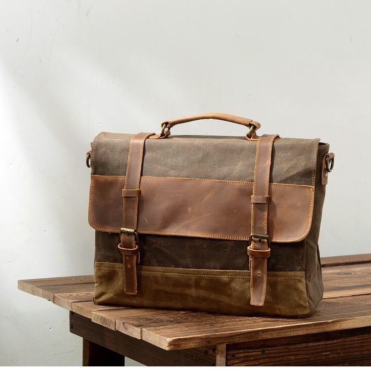 Túi Đeo Canvas Da Bò Chống Nước Chéo Túi Xách Công Sở Classic T02 - DU MỤC STORE