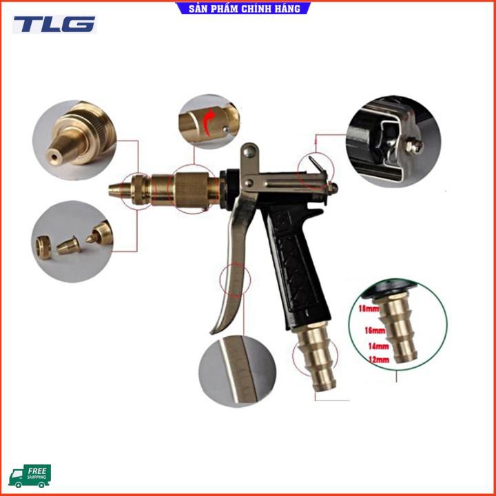 💎TLG💎 Bộ dây vòi xịt nước rửa xe, tưới cây, tăng áp 3 lần, loại 3m, 5m 206236 đầu đồng,cút,nối nhựa vàng+ tặng đai