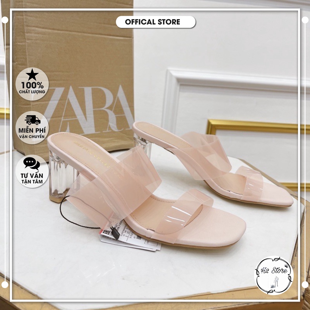 👠👟 Guốc Za.Ra quai hồng nude, gót trong 9f và 7f.  Hàng Fullbox ⚡
