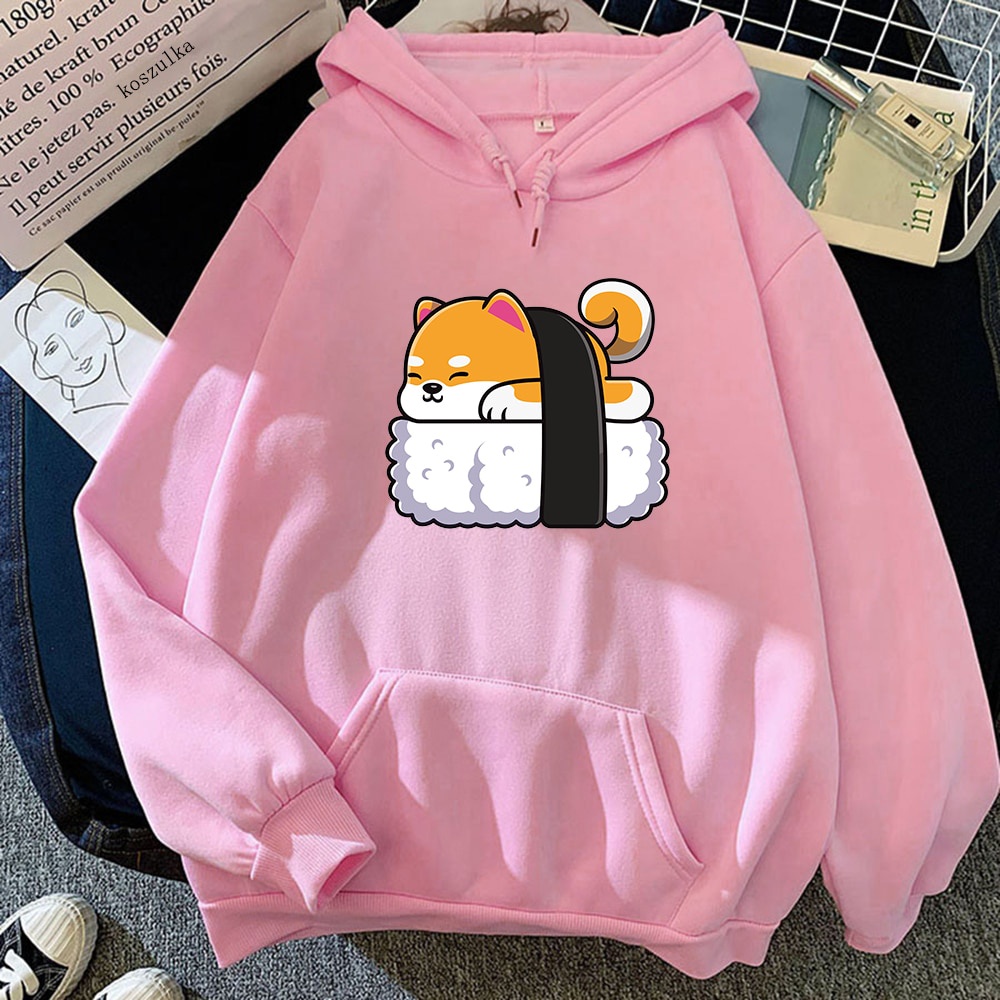 Kawaii Shiba Inu Sushi Áo Hoodie in hình mèo dễ thương hoodie cho Nam Nữ