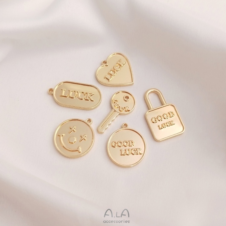 Mặt Dây Chuyền Hình Chìa Khóa Tròn Bằng Đồng 14K Thời Trang diy