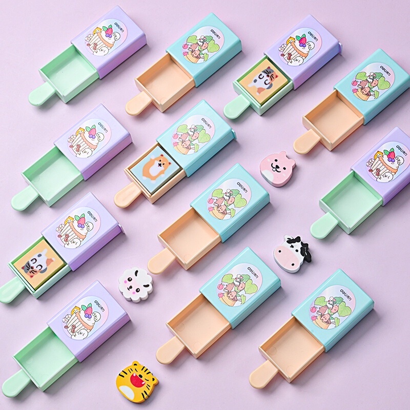 Deli Sáng tạo phong cách hoạt hình học sinh tẩy hộp tẩy phim hoạt hình mềm tẩy bút chì tẩy