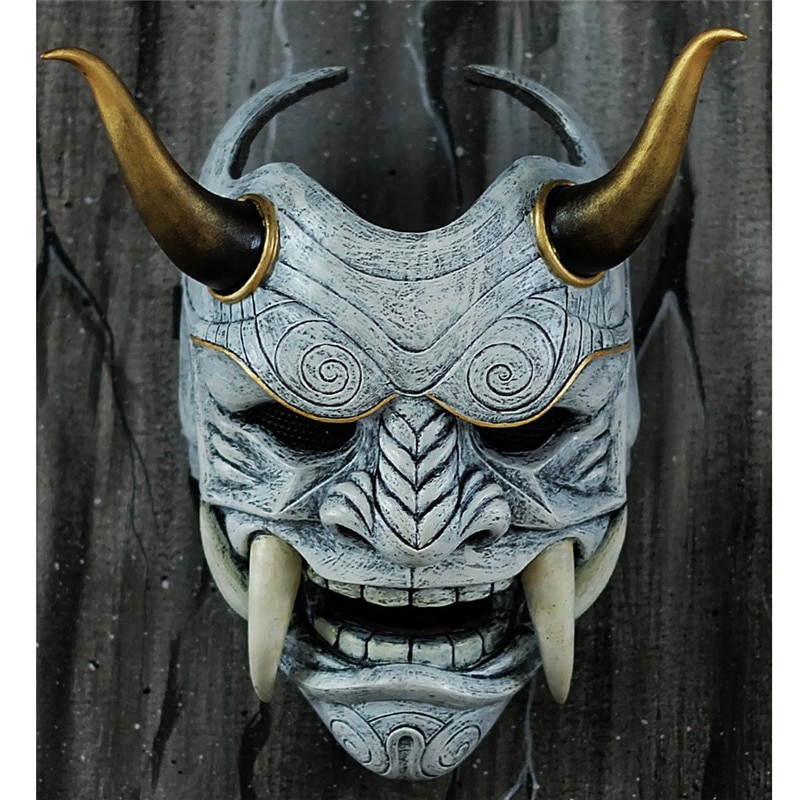 Ác quỷ Ác quỷ Mặt nạ cao su Nửa mặt Nhật Bản Hannya Cosplay Đảng Trang phục Mặt nạ Oni Ngôi nhà ma ám Cosplay Trang phục Đạo cụ Đảng