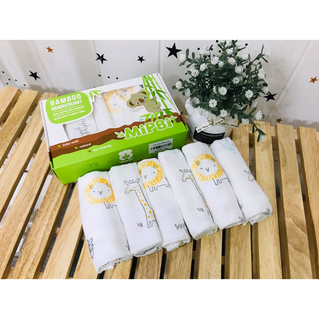 Khăn sữa sợi tre 3 lớp mipbi