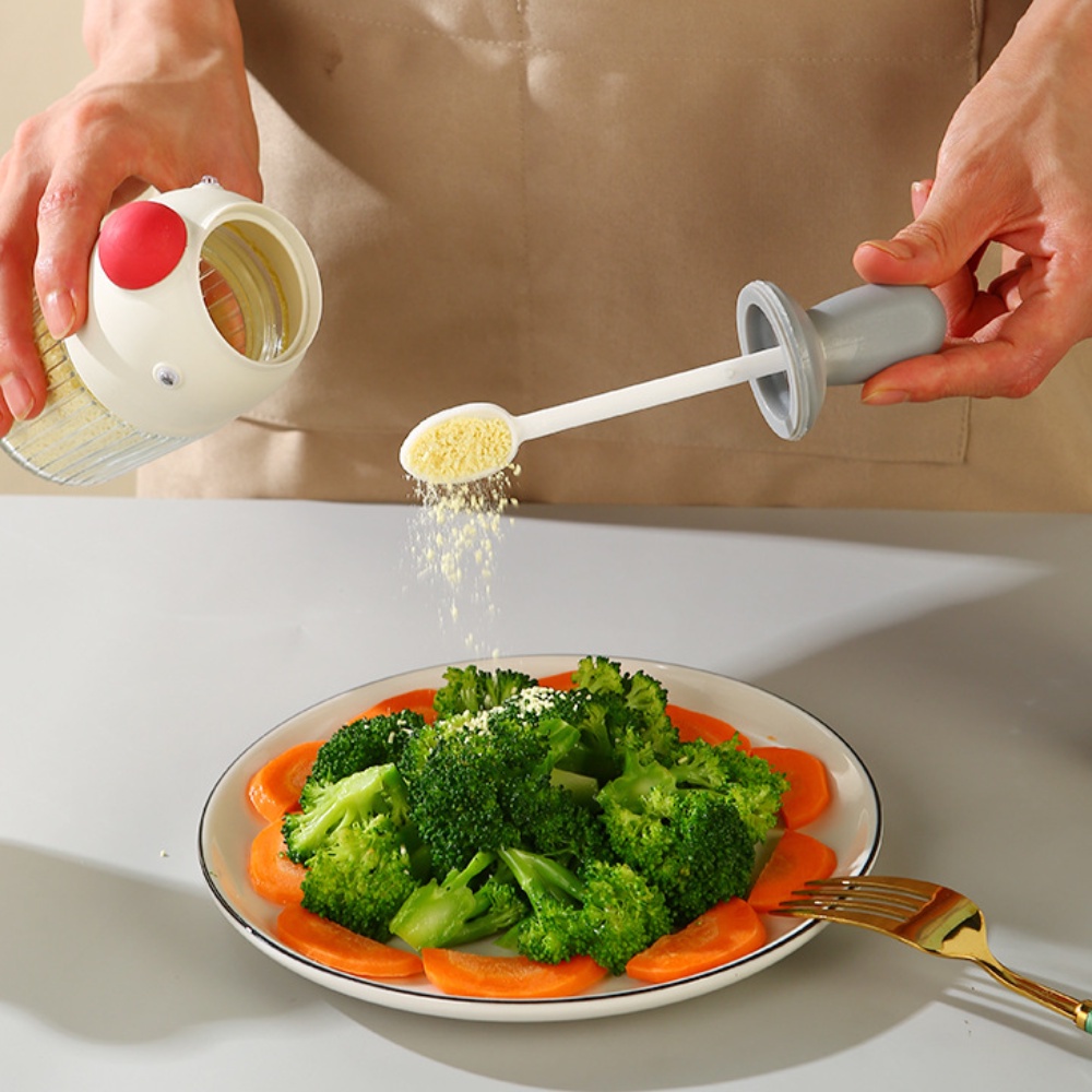 Hũ Đựng Gia Vị Chống Ẩm Kèm Thìa Muỗng, Lọ Đựng Gia Vị Thủy Tinh 280ML Hình Chim Cánh Cụt An Toàn, Tiện Lợi