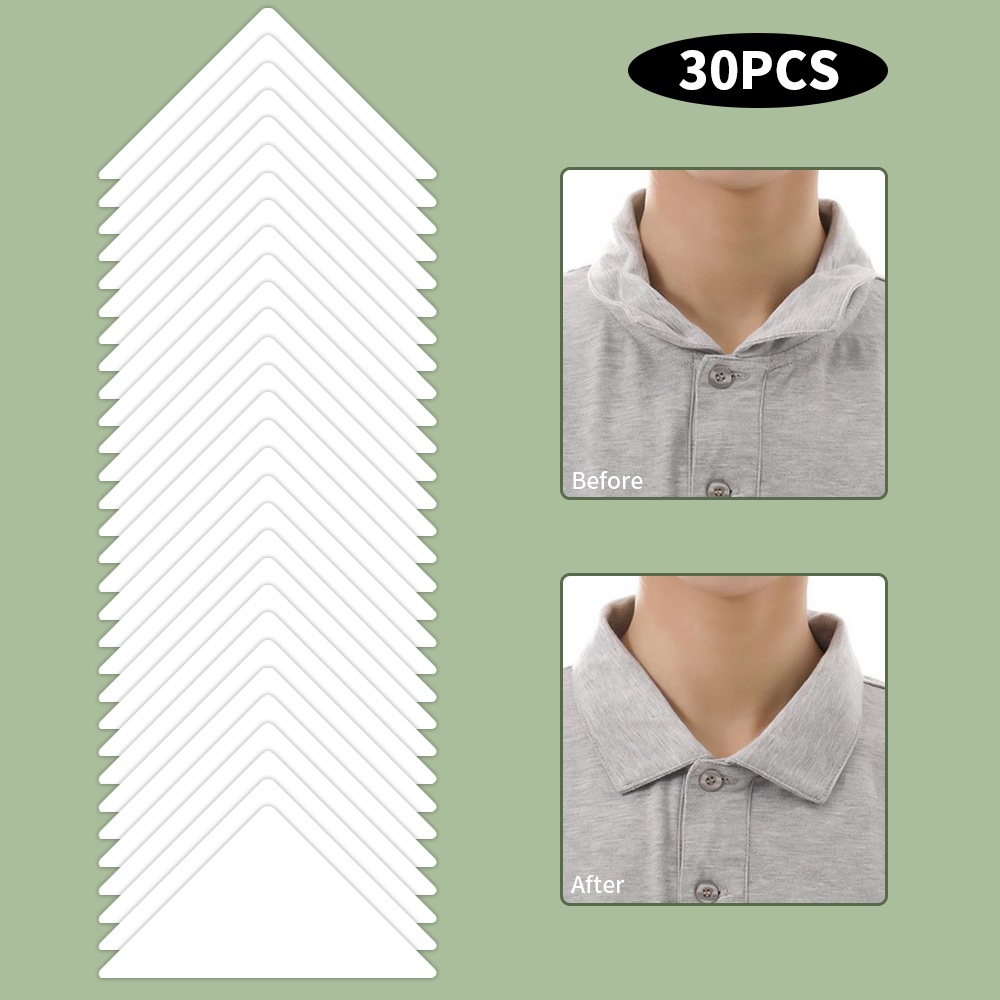 Set 20 Miếng Dán Cổ Áo Polo Bằng PVC Trong Suốt Hình Tam Giác Chống Ô Nhiễm Đơn Giản