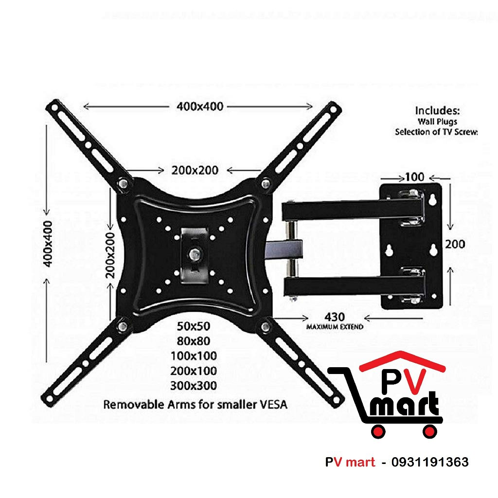 Giá tivi xoay đa năng (14-50 inch) - Khung treo tivi xoay đa năng, hàng nhập khẩu