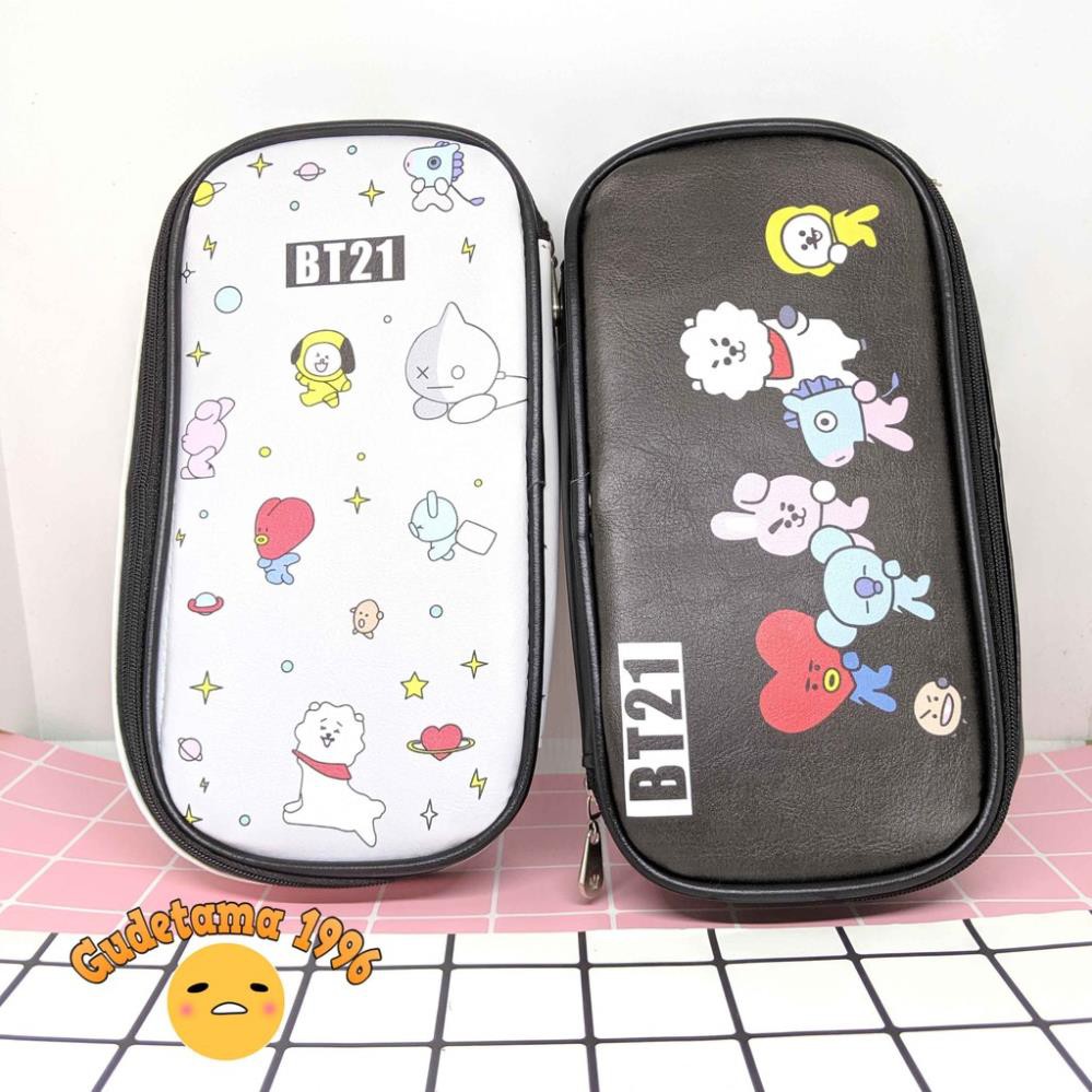 Hộp bút BT21 da PU nhiều ngăn tiện lợi