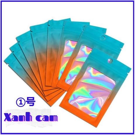 Combo 10 túi gói hàng niêm phong 8x13cm túi zip đựng đồ/ mỹ phẩm màu Holographic