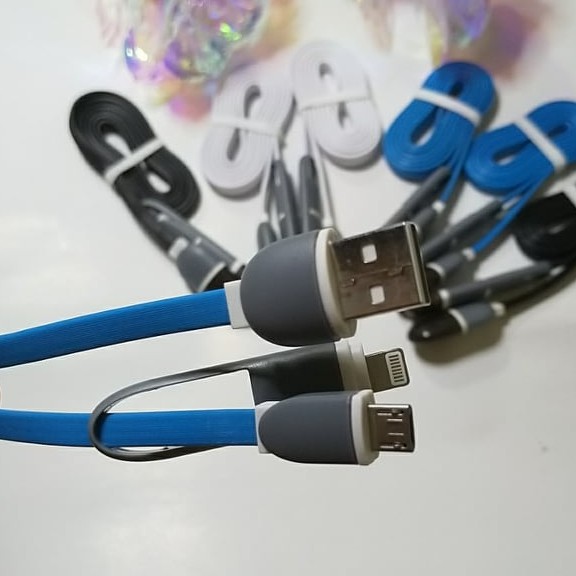 Dây cáp chuyển đổi (2 trong 1) USB 2.0 sang Lightning Iphone,Micro USB(samsung)