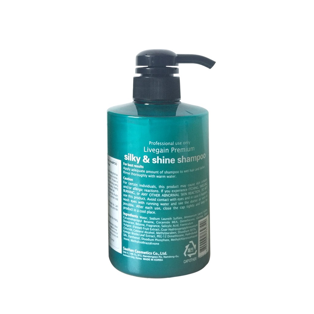Dầu gội giữ màu nước hoa Livegain Premium Silky &amp; Shine Shampoo 450ml Hàn Quốc - mỹ phẩm ola
